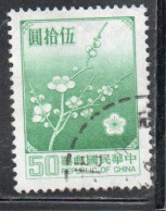 CHINA REPUBLIC CINA TAIWAN FORMOSA 1979 FLORA FLOWERS PLUM BLOSSOMS NATIONAL FLOWER 50$ USED USATO OBLITERE' - Used Stamps