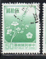 CHINA REPUBLIC CINA TAIWAN FORMOSA 1979 FLORA FLOWERS PLUM BLOSSOMS NATIONAL FLOWER 50$ USED USATO OBLITERE' - Usati