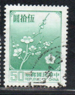 CHINA REPUBLIC CINA TAIWAN FORMOSA 1979 FLORA FLOWERS PLUM BLOSSOMS NATIONAL FLOWER 50$ USED USATO OBLITERE' - Usati