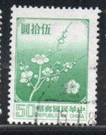 CHINA REPUBLIC CINA TAIWAN FORMOSA 1979 FLORA FLOWERS PLUM BLOSSOMS NATIONAL FLOWER 50$ USED USATO OBLITERE' - Used Stamps