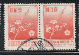 CHINA REPUBLIC CINA TAIWAN FORMOSA 1979 FLORA FLOWERS PLUM BLOSSOMS NATIONAL FLOWER 100$ USED USATO OBLITERE' - Usati