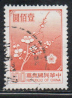 CHINA REPUBLIC CINA TAIWAN FORMOSA 1979 FLORA FLOWERS PLUM BLOSSOMS NATIONAL FLOWER 100$ USED USATO OBLITERE' - Usati