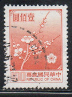 CHINA REPUBLIC CINA TAIWAN FORMOSA 1979 FLORA FLOWERS PLUM BLOSSOMS NATIONAL FLOWER 100$ USED USATO OBLITERE' - Used Stamps