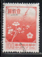 CHINA REPUBLIC CINA TAIWAN FORMOSA 1979 FLORA FLOWERS PLUM BLOSSOMS NATIONAL FLOWER 100$ USED USATO OBLITERE' - Usati