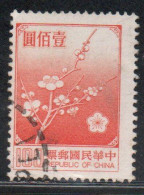 CHINA REPUBLIC CINA TAIWAN FORMOSA 1979 FLORA FLOWERS PLUM BLOSSOMS NATIONAL FLOWER 100$ USED USATO OBLITERE' - Gebruikt