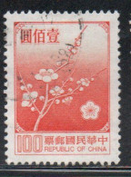 CHINA REPUBLIC CINA TAIWAN FORMOSA 1979 FLORA FLOWERS PLUM BLOSSOMS NATIONAL FLOWER 100$ USED USATO OBLITERE' - Oblitérés
