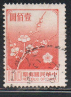 CHINA REPUBLIC CINA TAIWAN FORMOSA 1979 FLORA FLOWERS PLUM BLOSSOMS NATIONAL FLOWER 100$ USED USATO OBLITERE' - Used Stamps