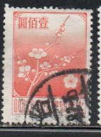 CHINA REPUBLIC CINA TAIWAN FORMOSA 1979 FLORA FLOWERS PLUM BLOSSOMS NATIONAL FLOWER 100$ USED USATO OBLITERE' - Gebruikt