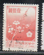 CHINA REPUBLIC CINA TAIWAN FORMOSA 1979 FLORA FLOWERS PLUM BLOSSOMS NATIONAL FLOWER 100$ USED USATO OBLITERE' - Used Stamps