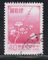 CHINA REPUBLIC CINA TAIWAN FORMOSA 1979 FLORA FLOWERS PLUM BLOSSOMS NATIONAL FLOWER 40$ USED USATO OBLITERE' - Oblitérés