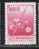 CHINA REPUBLIC CINA TAIWAN FORMOSA 1979 FLORA FLOWERS PLUM BLOSSOMS NATIONAL FLOWER 40$ USED USATO OBLITERE' - Usati
