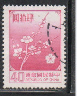 CHINA REPUBLIC CINA TAIWAN FORMOSA 1979 FLORA FLOWERS PLUM BLOSSOMS NATIONAL FLOWER 40$ USED USATO OBLITERE' - Used Stamps