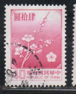 CHINA REPUBLIC CINA TAIWAN FORMOSA 1979 FLORA FLOWERS PLUM BLOSSOMS NATIONAL FLOWER 40$ USED USATO OBLITERE' - Gebruikt