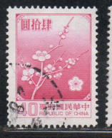 CHINA REPUBLIC CINA TAIWAN FORMOSA 1979 FLORA FLOWERS PLUM BLOSSOMS NATIONAL FLOWER 40$ USED USATO OBLITERE' - Used Stamps