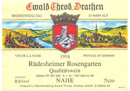 Etiket Etiquette - Vin Wijn - Rüdesheimer Rosengarten - Nahe - 1996 - Riesling