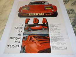 ANCIENNE PUBLICITE UNE COUPE FDA  1970 - Voitures