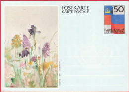 Entier Postal (CP) Du Liechtenstein (1987) - Riedblumen (Fleurs De Roseau) De Tini Ospelt - Entiers Postaux