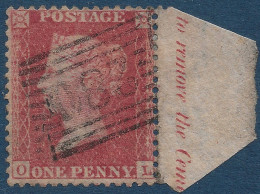 Grande Bretagne N°14 1 Pence Rose Fonçé Type II (pos OL) Oblitéré GC 280 De PERTH Avec Grand Bord De Feuille RR - Gebraucht