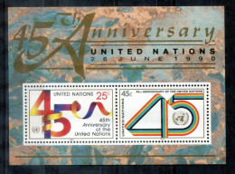 UNO-NEW YORK Block 11, Bl.11 Mnh - 45 Jahre UNO, 45th Anniversary, 45e Anniversaire - ONU NEW YORK - Blocks & Kleinbögen