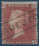 Grande Bretagne N°14 1 Pence Brun Rouge (pos DE) Oblitéré Griffe Linéaire Du Village De CARESTON / Ecosse RR & SUPERBE ! - Usados