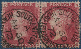 Grande Bretagne N°26 1 Pence Paire Oblitérée Dateur " SOUTHAMPTON / HEAD TELEGRAPHE OFFICE " SUPERBE - Used Stamps