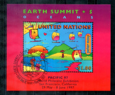 UNO-NEW YORK Block 14 I, Bl.14 I Canc. -  Pacific '97, Erdgipfel, Earth Summit, Sommet De La Terre - ONU NEW YORK - Blocks & Sheetlets