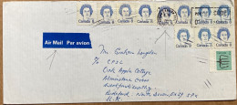 CANADA 1988, COVER USED TO ENGLAND, MULTI 12 STAMP, QUEEN & FISHING SPEAR, POST CODE, MACHINE SLOGAN CANCEL. - Storia Postale