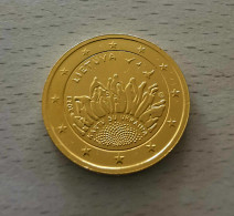 LITUANIE 2023 - ENSEMBLE AVEC L'UKRAINE - 2 EUROS COMMEMORATIVE - PLAQUE OR - VERGOLDET - Litouwen