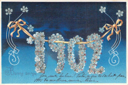 FLEURS - Myosotis - 1902 - Bonne Année - Carte Postale Ancienne - Flores