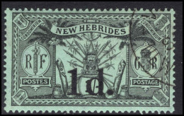 New Hebrides 1920-21 1d On 1s Black On Green Fine Used. - Used Stamps