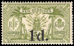 New Hebrides 1920-21 1d On 5d Sage-green Lightly Mounted Mint. - Neufs
