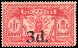 New Hebrides 1924 3d On 1d Red Lightly Mounted Mint. - Ongebruikt