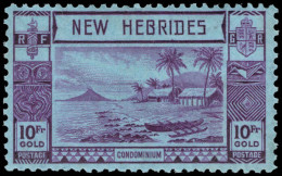 New Hebrides 1938 10f Violet On Blue Lightly Mounted Mint. - Nuevos