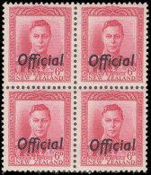 New Zealand 1947-51 6d Official Block Of 4 Unmounted Mint. - Service