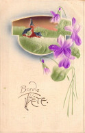 FLEURS - Fleurs Violettes - Bonne Fête - Illustration Non Signée - Carte Postale Ancienne - Fleurs