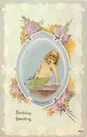 FLEURS - Ange Dans Un Médaillon - Lilas - Illustration Non Signée - Carte Postale Ancienne - Flowers