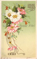 FLEURS - Bonne Fête -  Rose - Illustration Non Signée - Carte Postale Ancienne - Fleurs