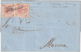 1858 4 Mar 2+2 Gr.. Sass 7 Su Sovrac. Da Napoli S.Giuseppe X Messina - Naples