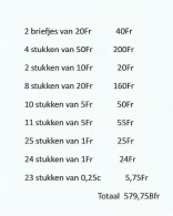 België   Belgique  Van 0,25c  Tot   50Fr  En 2 Briefjes Van 20FR - Non Classificati
