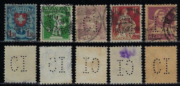 Switzerland 1906/1956 5 Stamp With Perfin CI By CIBA AG Society Of Chemical Industry In Basel Lochung Perfore - Gezähnt (perforiert)