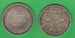 Lettonia 2 Lati 1925 Latvia Latvija Lettonie Silver Coin - Lettonie