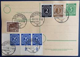 Ganzsache Postkarte Mit Zusatzfrankatur, Alliierte Besetzung, Gemeinschaftsausgaben, 1948 - Enteros Postales