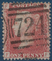 Grande Bretagne N°26 1 Pence Rose Brun Rouge (PL175 Pos FF/FF) Oblitéré Killer 724 SUPERBE ! - Used Stamps