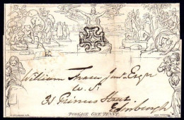 1840 Mulready 1d Wrapper (Forme Number Removed With Seal) Nicely Used From Waterford To Edinburgh In May 1841 - Préphilatélie