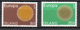 Islande Y&T N° 395 - 396   Mi N° 442 - 443 Neuf ** Sans Trace Superbe  Europa 1970 - Ungebraucht