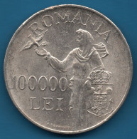 ROMANIA 100.000 LEI 1946 KM# 71 Argent 700‰ Silver Mihai I - Roumanie