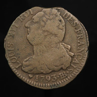 Assez Rare -  Louis XVI (Constitution), 2 Sols, 1793 An 5, BB - Strasbourg, Mdc (Bell Metal), TB+ (VF), KM#612, Gad.24 - 1792-1804 First French Republic