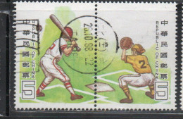 CHINA REPUBLIC CINA TAIWAN FORMOSA 1988 SPORTS PROMOTION BASEBALL 5$ USED USATO OBLITERE' - Usados