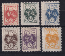 CENTRAL LITHUANIA 1920/21 - MLH - Sc# 1-6 - Lithuania