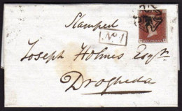 1843 EL Cork To Drogheda With 1d Pl.34, 4 Margins Wide To Just Touching, Cancelled With Cork MX, Earliest Known Date! - Prefilatelia